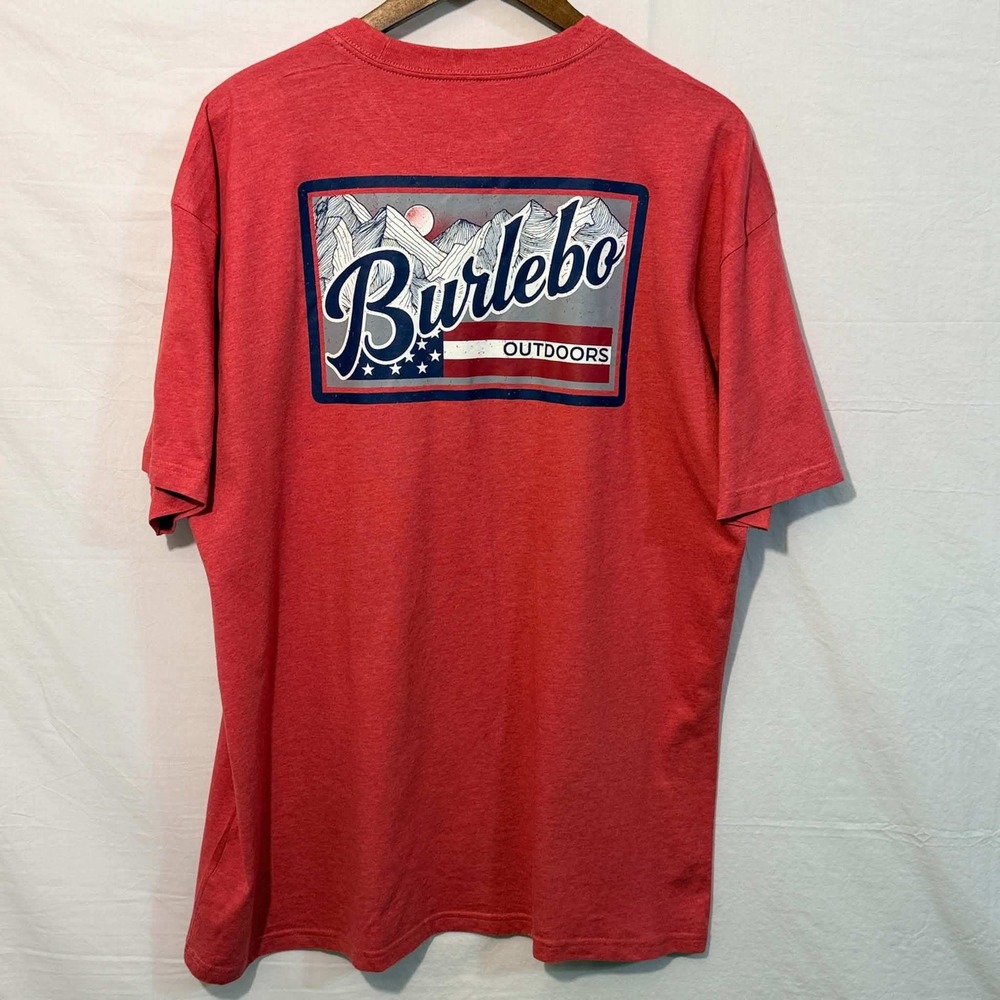 Burlebo T Shirt Mens XL Red Cotton Blend Pocket Graphic Outdoors Classic Tee
